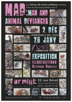 Flyer de l'exposition d'illustration MAD (Man & Animal Deviances) Oloron