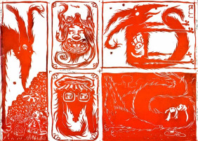 Les deux estempes faites sur du papiers 300gr, dont une partie était destinée à la tambola