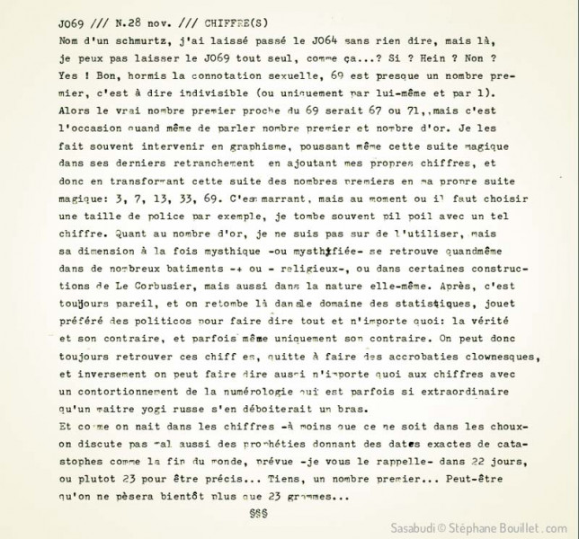 Sasabudi /// Notes /// J069 /// CHIFFRE(S)