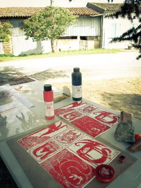 Les deux estempes faites sur du papiers 300gr, dont une partie était destinée à la tambola