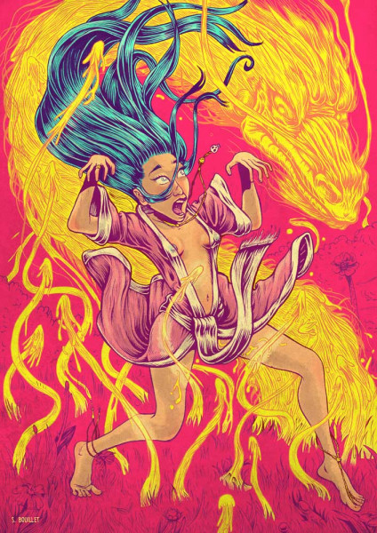 Dragon du feu et psychopompe - tarot