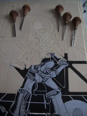 gravure sur bois: gouge