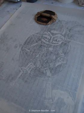 gravure sur bois: impression au baren