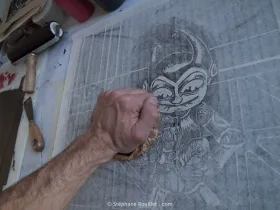 gravure sur bois: impression au baren