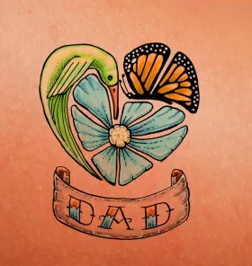 proposition d'image de coeur avec papillon et oiseau