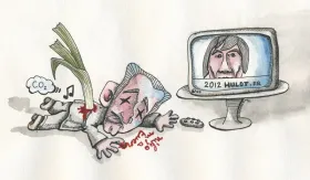 Caricature candidature 2012 de Nicolas Hulot et Nicolas Sarkozy