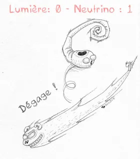 Dessin de particules neutrino et lumière