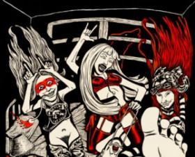 L7 band in rock motel for squame fanzine