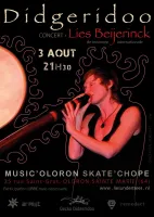 Affiche / Flyer du concert de didgeridoo de Lies Beijerinck au Music Oloron Skate Chope à Oloron Sainte Marie (64)