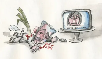 Caricature candidature 2012 de Nicolas Hulot et Nicolas Sarkozy